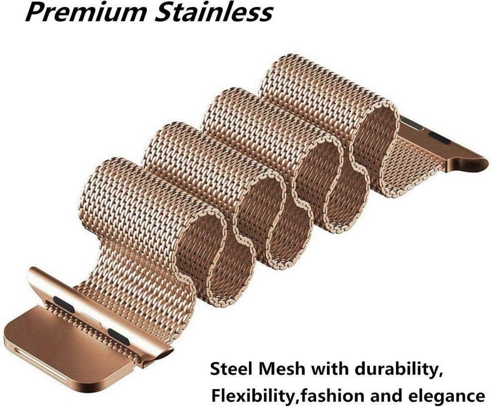 Milanese loop stainless steel with magnetic clasp bands for apple watch 42mm/44mm - black / Gold color co : 454637