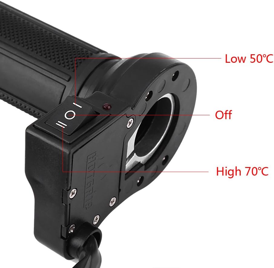 Qiilu Heated Motorcycle Grip Kit 22mm 7/8 inches Universal Electric Hot Thermal Grip Warm Hand Grips Hot Handlebar CO: 256