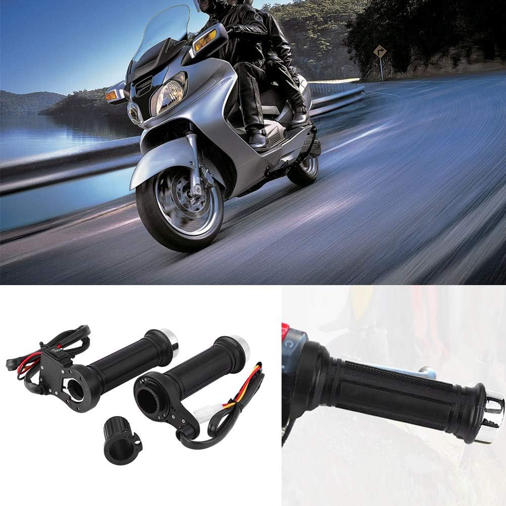 Qiilu Heated Motorcycle Grip Kit 22mm 7/8 inches Universal Electric Hot Thermal Grip Warm Hand Grips Hot Handlebar CO: 256