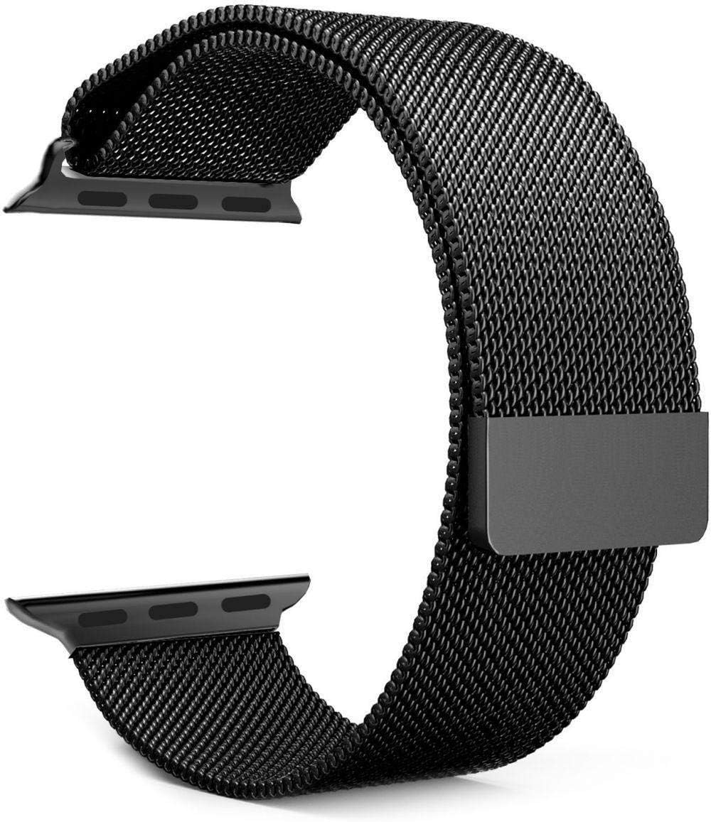 Milanese loop stainless steel with magnetic clasp bands for apple watch 42mm/44mm - black / Gold color co : 454637