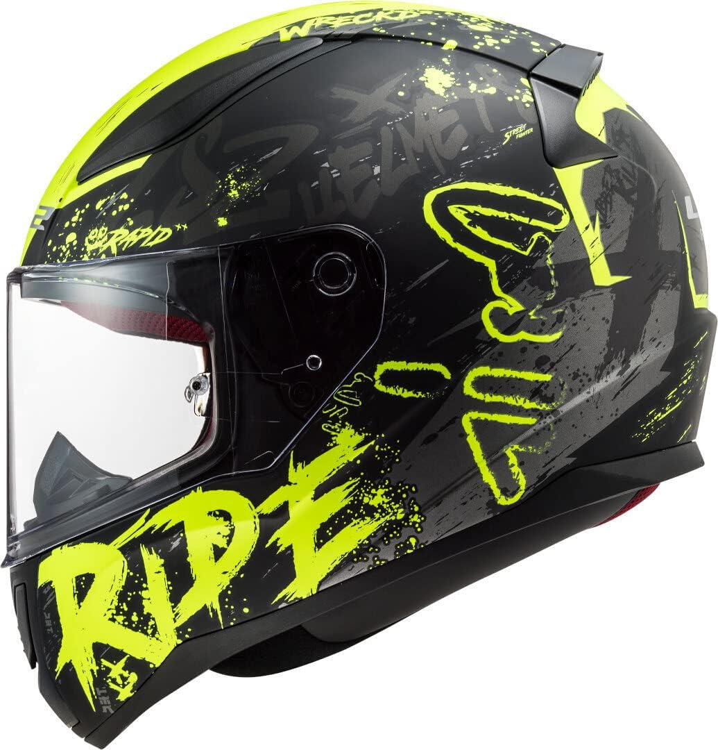 LS2 FF353 RAPID MATT BLACK H-V YELLOW (353-46) HELMET :CO 31609