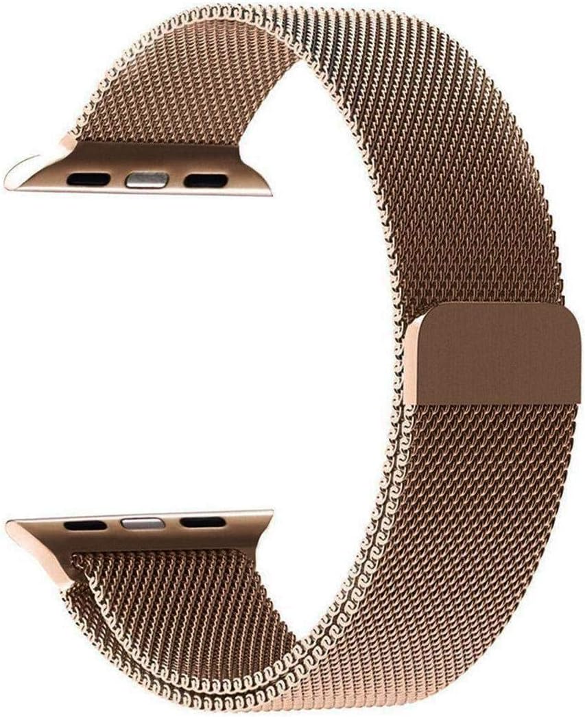 Milanese loop stainless steel with magnetic clasp bands for apple watch 42mm/44mm - black / Gold color co : 454637