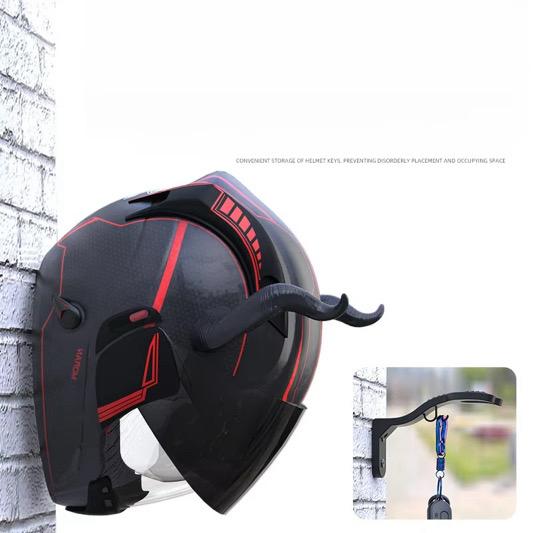 Wall-Mounted Motorcycle Helmet Holder with Key Hooks CO:456013