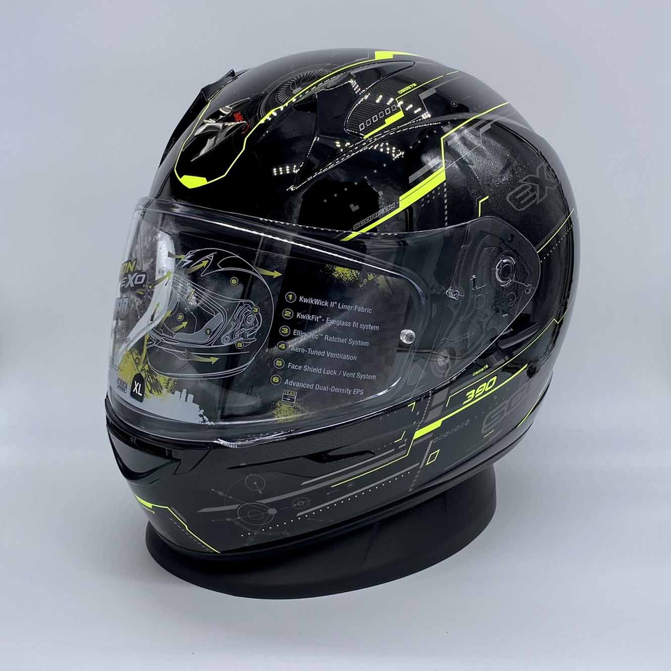 scorpion exo 390 beat helmet SCORPION EXO-390 Beat Black-neon Yellow XL -L CO: 454768 – Saadawy-Store