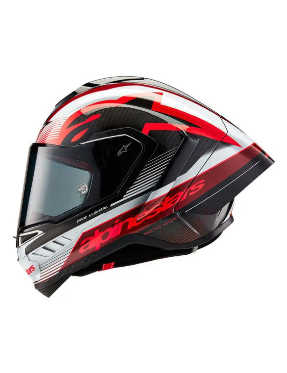 Alpinestars Supertech R10 Team Motorcycle Helmet - Black Carb/Red/Glossy White CODE:2510272