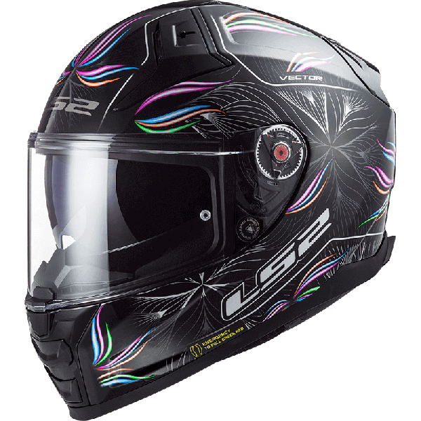 LS2 FF811 VECTOR II TROPICAL BLACK WHITE 06(1-9) HELMET CO: 454887