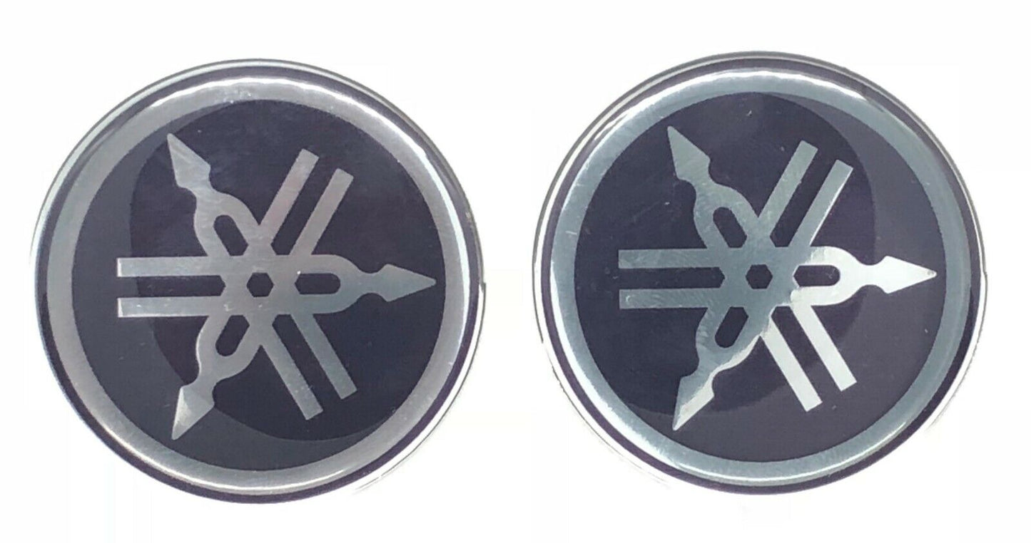 Yamaha Roundal Logo 3D Domed Stickers. Silver Black. 50 mm. CO : 454910