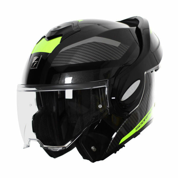 Scorpion EXO-TECH Trap Black Yellow Flip-Up Helmet Casque Size L USED co : 454757