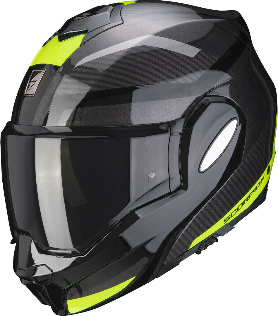 Scorpion EXO-TECH Trap Black Yellow Flip-Up Helmet Casque Size L USED co : 454757