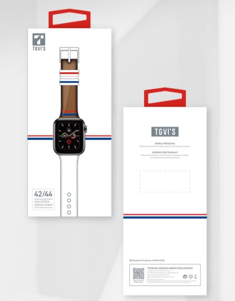 TGVI'S VIDA Series leather strap suitable for Apple Watch (42/44mm) Black - Brown co : 454638
