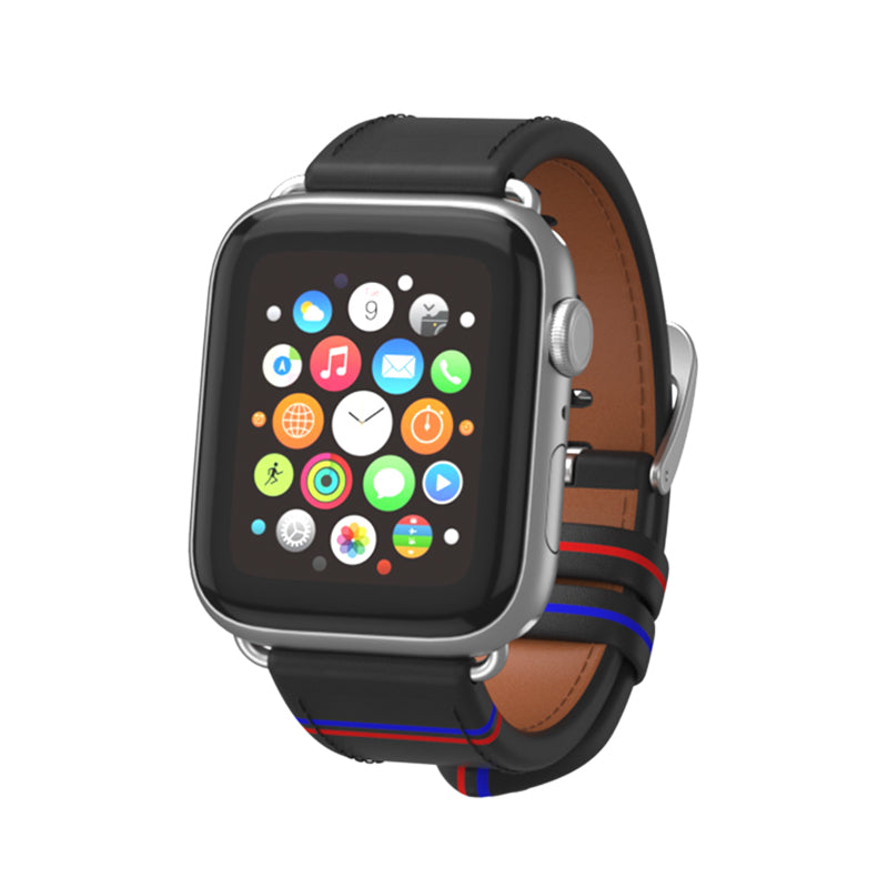TGVI'S VIDA Series leather strap suitable for Apple Watch (42/44mm) Black - Brown co : 454638