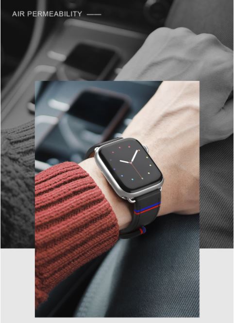 TGVI'S VIDA Series leather strap suitable for Apple Watch (42/44mm) Black - Brown co : 454638