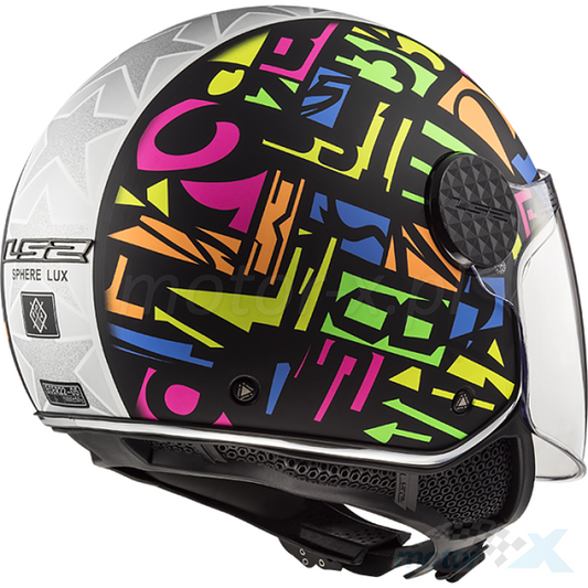 OPEN FACE HELMET JET LS2 OFSS8 SPHERE LUX CRISP BLACK HI-VIS YELLOW Co: 454019