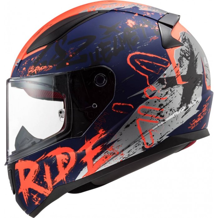 LS2 FF353 EAPID NAUGHTY INTEGRAL HELMET MATT BLUE FLUO ORANGE :CO 31609