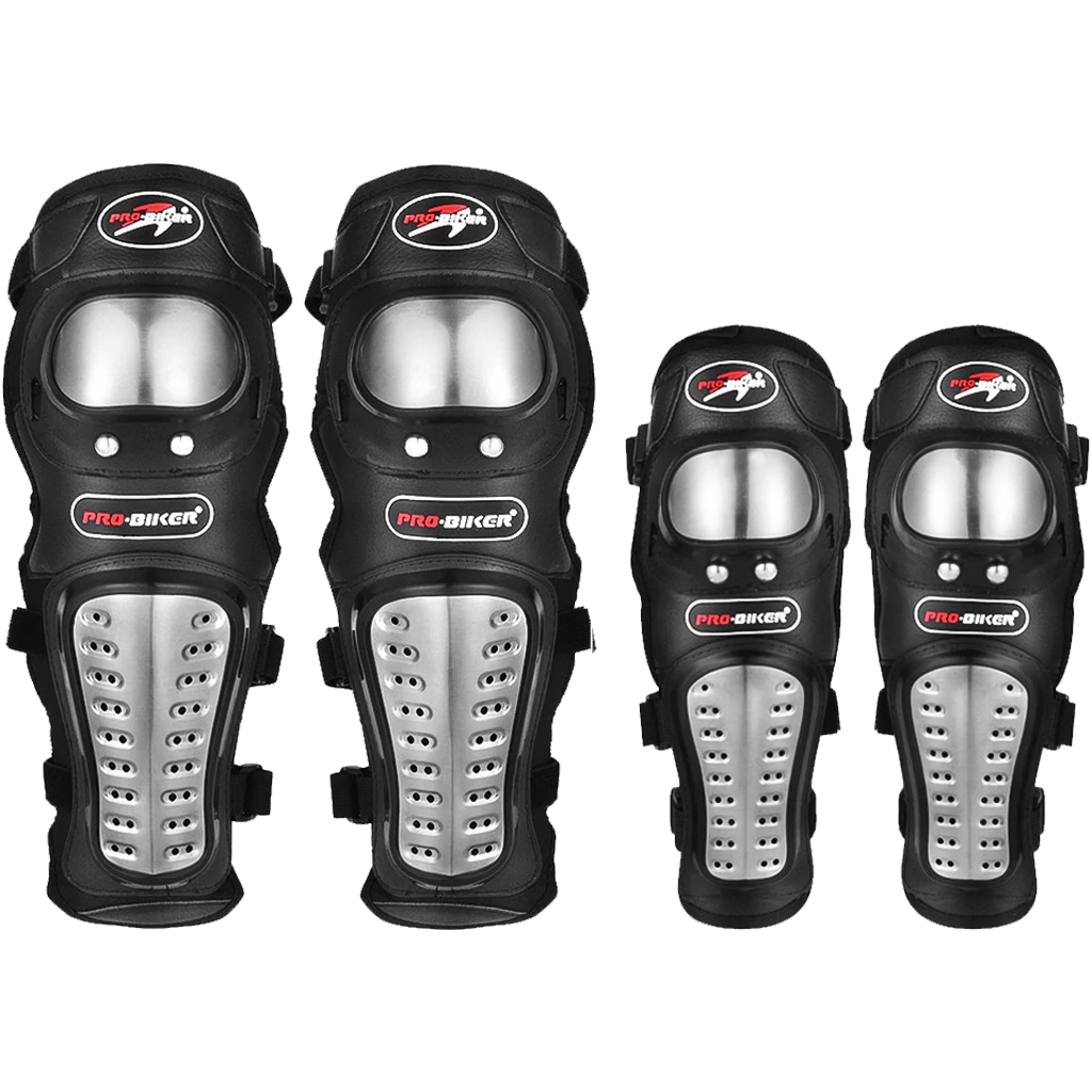 PROBIKER PRO-X ALLOY STAINIESS STEEL KNEE GUARD FLEXIBLE  BREATHABLE ADJUSTABLE KNEE SHIN ARMOR ELBOW PROTECTOR FOR BIKERS AND RIDERS (BLACK):CO 2510053