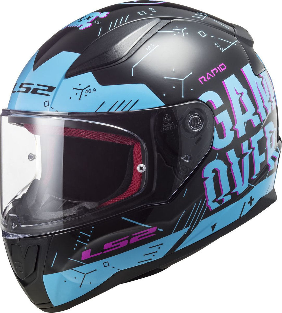 LS2 FF353 PLAYER BLACK SKY BLUE (353-130) HELMET :CO 31609