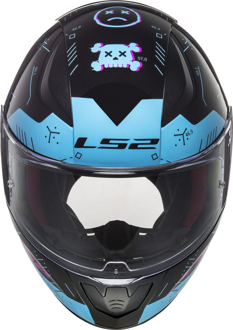 LS2 FF353 PLAYER BLACK SKY BLUE (353-130) HELMET :CO 31609