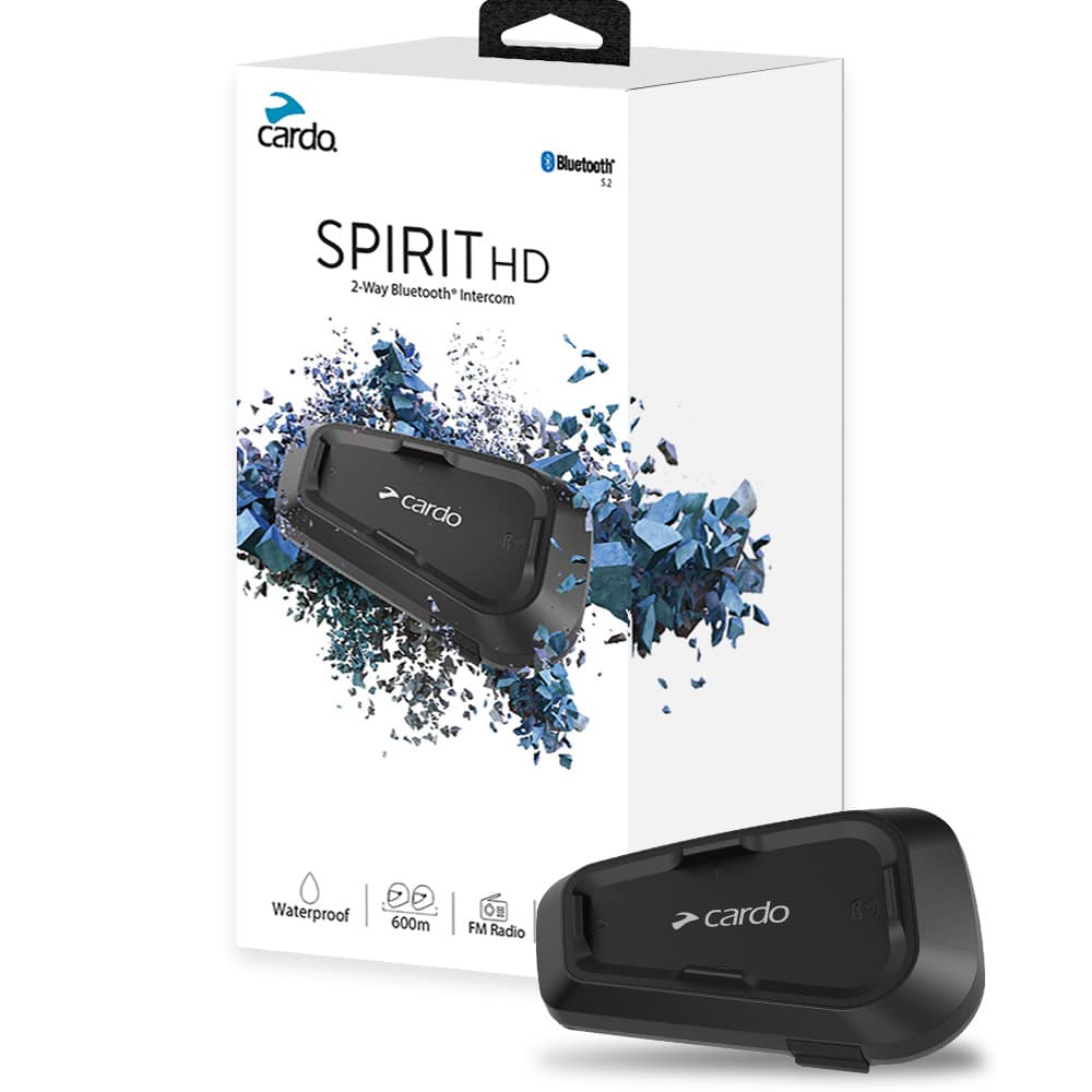 CARDO SYSTEMS SPIRIT HD MOTORCYCLE BLUETOOTH COMMUNICATION HEADSET - BLACK, SINGLE PACK CO : 453930