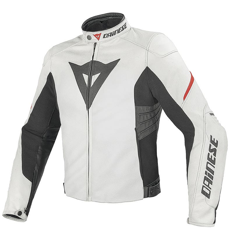 DAINESE LAGUNA EVO LEATHER JACKET WHITE - RED (USED) SIZE=54 CO: 2510020