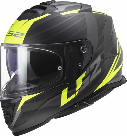 LS2 helmet FF800 STORM 2 - NERVE M.BLACK H-V YELLOW  CO:2510241