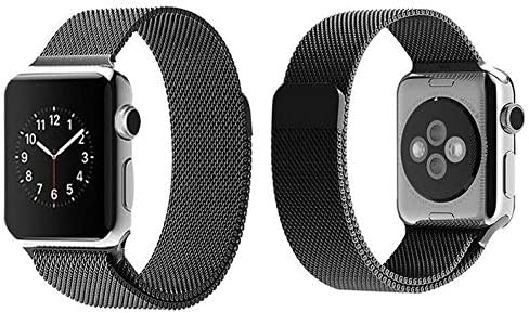 Milanese loop stainless steel with magnetic clasp bands for apple watch 42mm/44mm - black / Gold  color  co : 454637