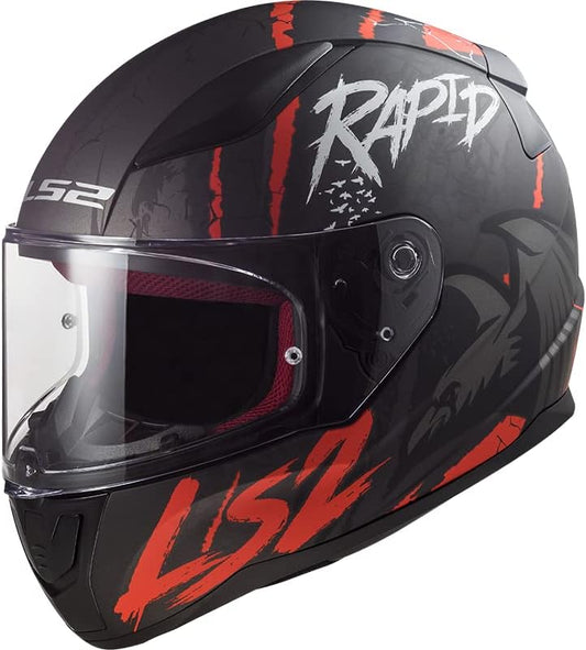 LS2 FF353 RAVEN MATT BLACK WHITE RED (353-155) HELMET :CO 31609