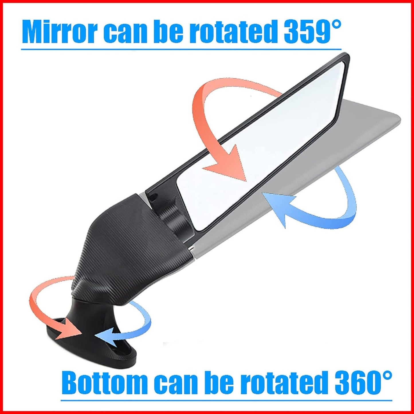 Modified Motorcycle Wing Rearview Mirrors Adjustable Rotating Side Mirrors Wind Swivel Wing Mirrors Multi Angle With Lights ( Color : Black ) CO : 454926