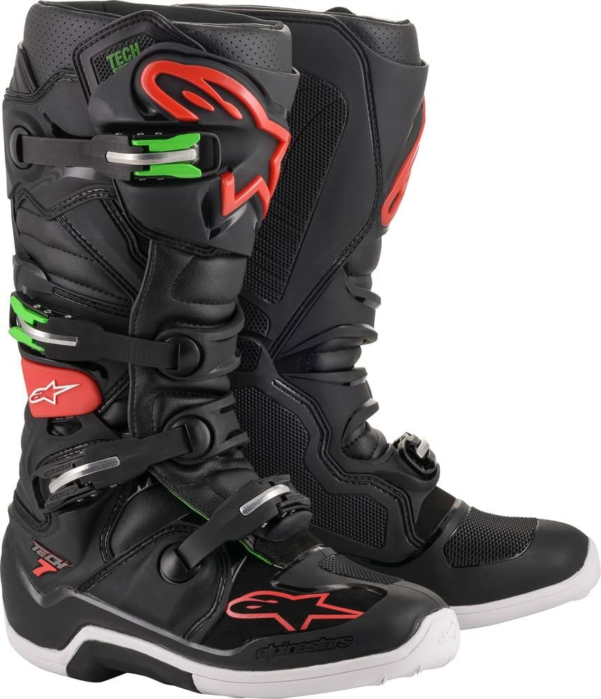 Alpinestars Unisex-Adult Tech 7 Boots Black/Red/Green USED SIZE 10 US - 44.5EUR - 29JP CO :  2510154