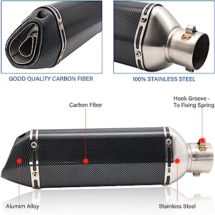 Motorcycle Slip On Exhaust Muffler,1.5-2" Carbon Fiber Unversal Exhaust Slip on Silencers & Mufflers For Dirt Bike Street Bike Scooter ATV Racing Exhaust Pipes CO: 454565