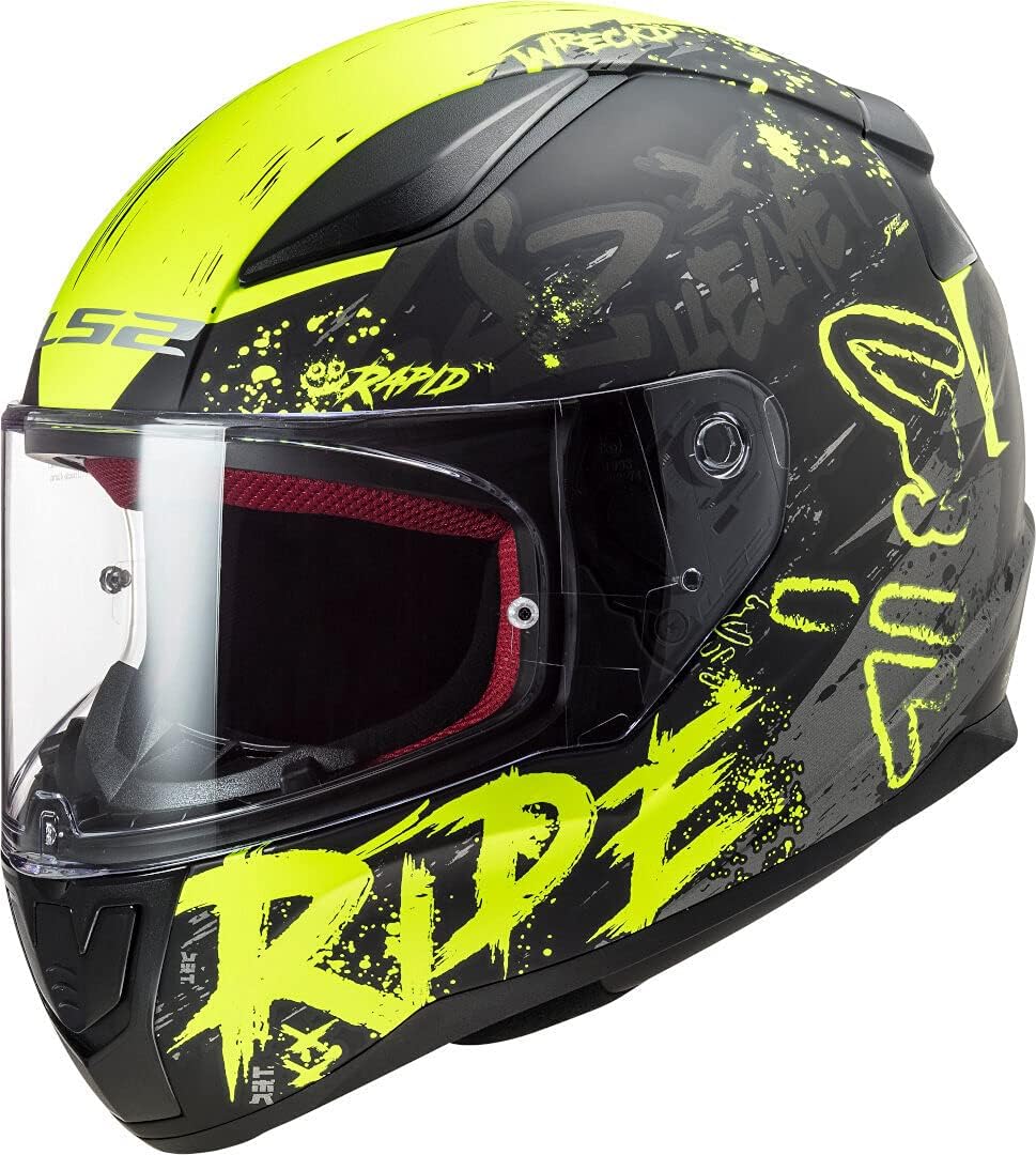 LS2 FF353 RAPID MATT BLACK H-V YELLOW (353-46) HELMET :CO 31609