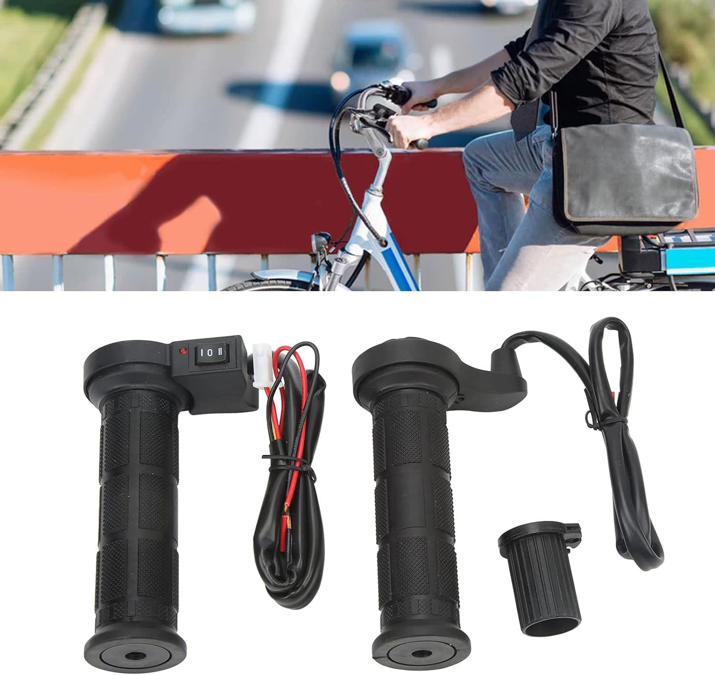 Qiilu Heated Motorcycle Grip Kit 22mm 7/8 inches Universal Electric Hot Thermal Grip Warm Hand Grips Hot Handlebar CO: 256
