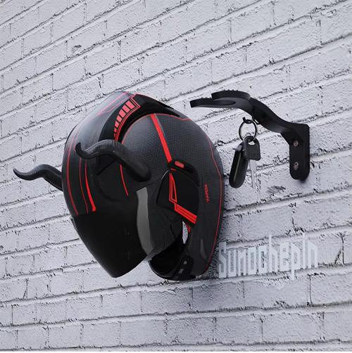 Wall-Mounted Motorcycle Helmet Holder with Key Hooks CO:456013