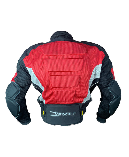 Joe Rocket Men Mesh Jacket Black Red Removable Spine Armor Reflective Size L CO : 2510100