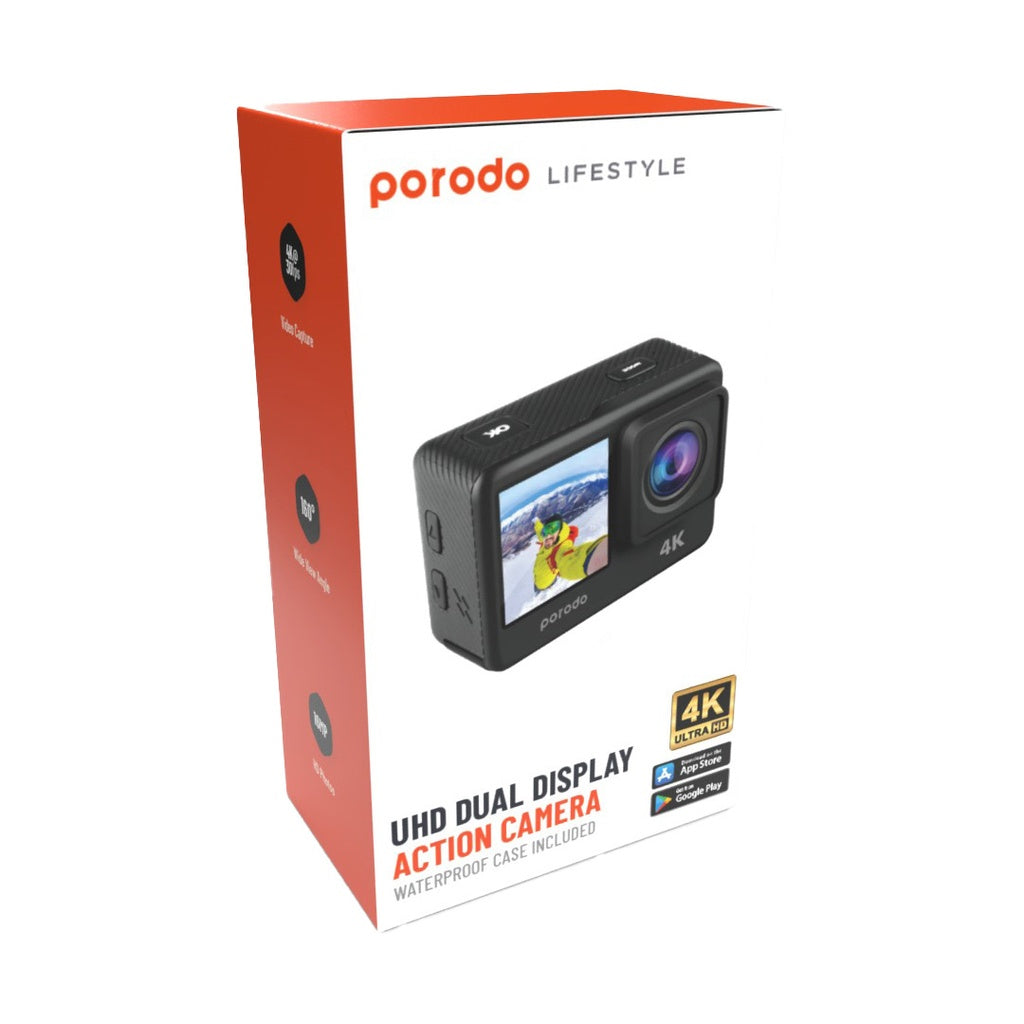 PORODO LIFESTYLE UHD DUAL DISPLAY ACTION CAMERA 4K CO: 455579