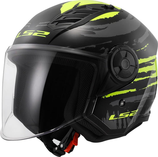 LS2 helmet OF 616 AIRFLOW II - BRUSH BLACK H-V YELLOW CO:2510242