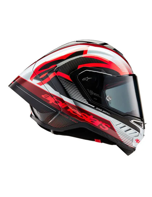 Alpinestars Supertech R10 Team Motorcycle Helmet - Black Carb/Red/Glossy White CODE:2510272