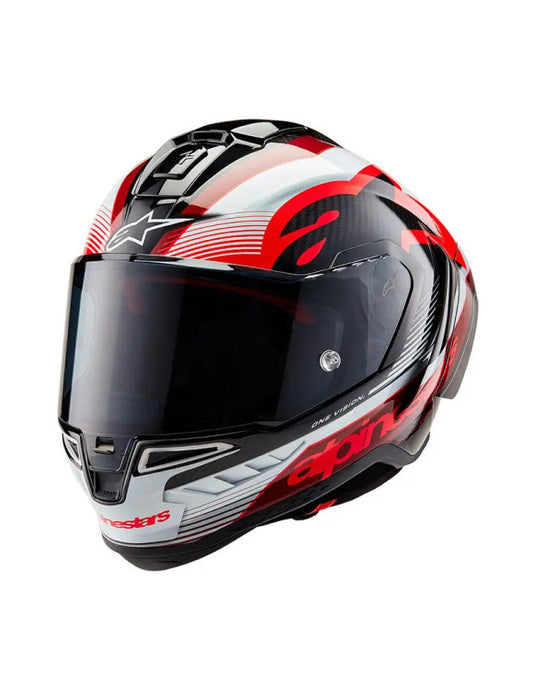 Alpinestars Supertech R10 Team Motorcycle Helmet - Black Carb/Red/Glossy White CODE:2510272