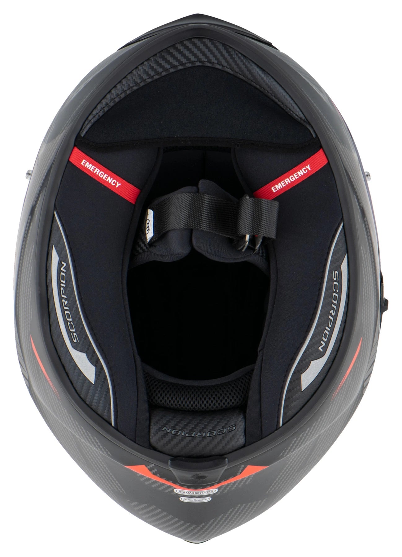 SCORPION EXO-1400 AIR FORTUNA BLACK RED HELMET CO: 32420