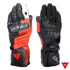 CARBON 4 - MEN'S MOTORCYCLE LONG LEATHER GLOVES-BLACK/FLUO-RED/WHITE CO: 614