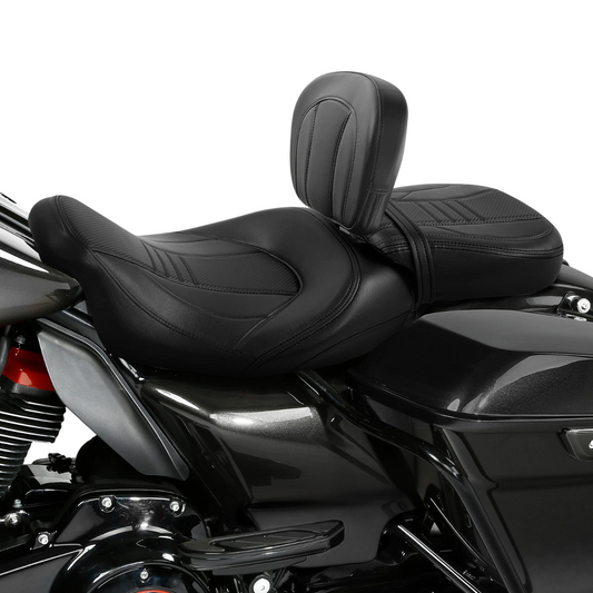 Black Driver Passenger Seat &Rider Pad Fit For Harley Touring Road Glide 2009-Up CO: #456560