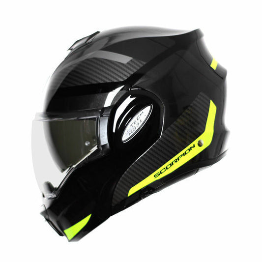 Scorpion EXO-TECH Trap Black Yellow Flip-Up Helmet Casque Size L USED co : 454757