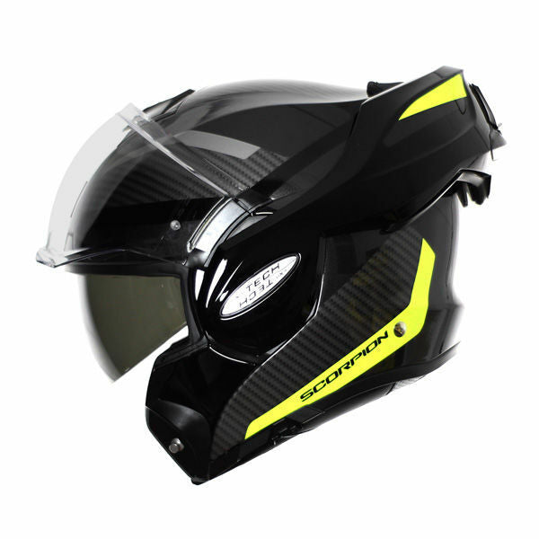 Scorpion EXO-TECH Trap Black Yellow Flip-Up Helmet Casque Size L USED co : 454757