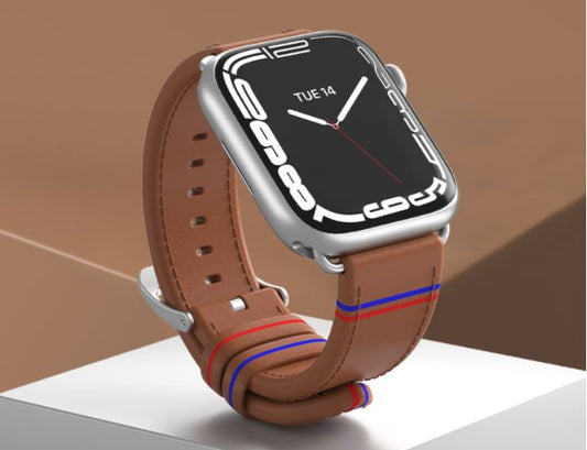 TGVI'S VIDA Series leather strap suitable for Apple Watch (42/44mm) Black - Brown co : 454638