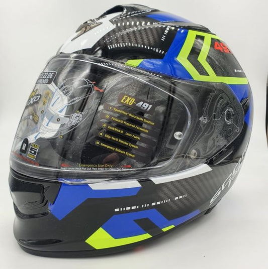 HELMET SCORPION EXO-491 SPIN Black-Blue-Neon Yellow co: 273