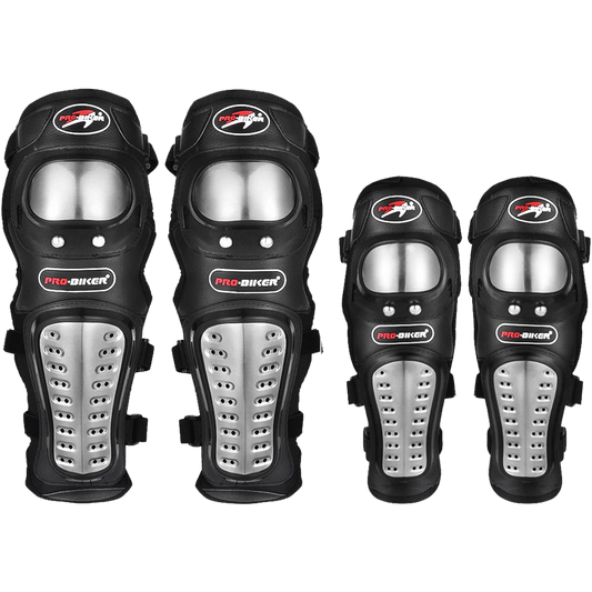 PROBIKER PRO-X ALLOY STAINIESS STEEL KNEE GUARD FLEXIBLE  BREATHABLE ADJUSTABLE KNEE SHIN ARMOR ELBOW PROTECTOR FOR BIKERS AND RIDERS (BLACK):CO 2510053