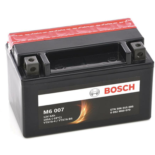 BOSCH M6007 MOTORCYCLE BATTERY YTX7A-4-12V AGM 6A / h105-A CO: 213