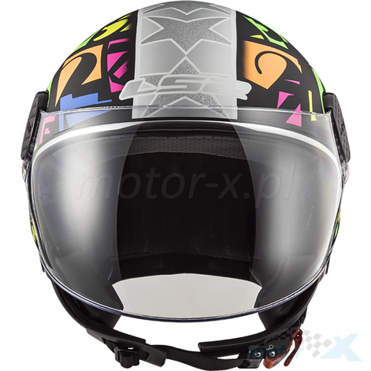 OPEN FACE HELMET JET LS2 OFSS8 SPHERE LUX CRISP BLACK HI-VIS YELLOW Co: 454019