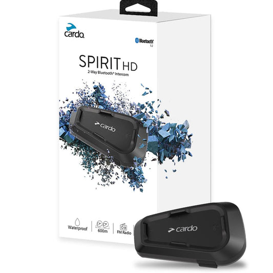 CARDO SYSTEMS SPIRIT HD MOTORCYCLE BLUETOOTH COMMUNICATION HEADSET - BLACK, SINGLE PACK CO : 453930
