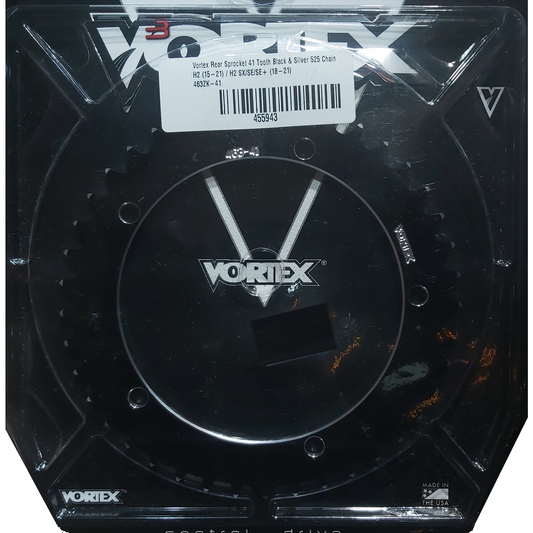 VORTEX REAR SPROCKET H2 15-21 41 TOOTH BLACK & SILVER 525 CHAIN 463-41 CO: 453487