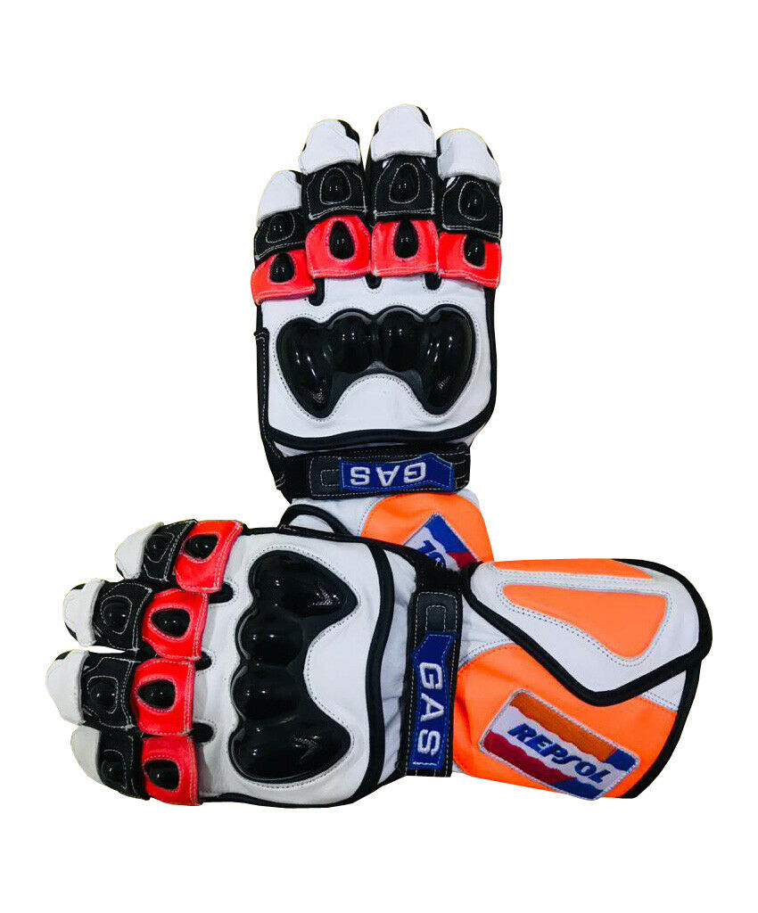 Repsol Honda Gloves MOTORBIKE RACING GLOVES Real Leather Biker Gloves co: 2510056